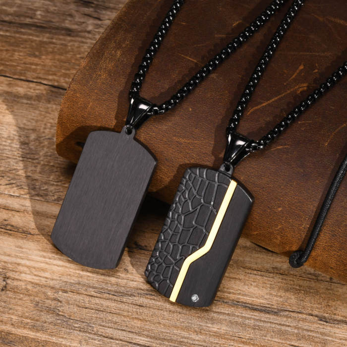 Wholesale Stainless Steel Thin Line Crocodile Dog Tag Pendant