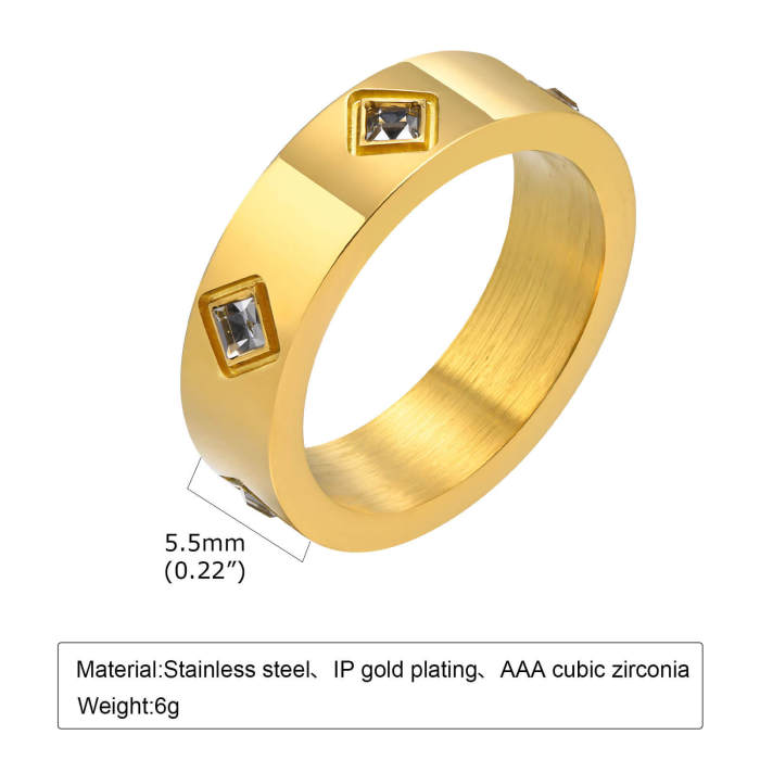 Wholesale Stainless Steel Ring with Square Zirconia