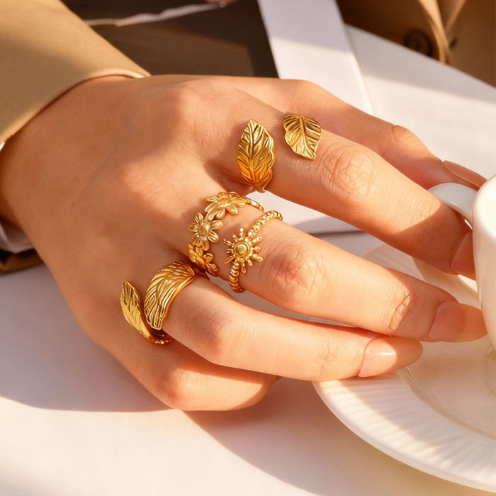 Wholesale Botanical Gold Open Ring Collection