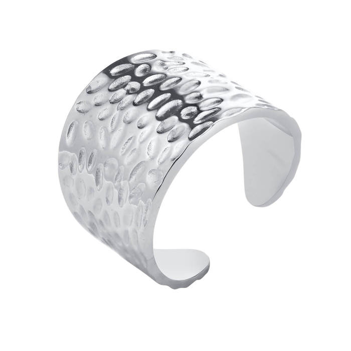 Wholesale Stainless Steel Hammered Wide Band Ring