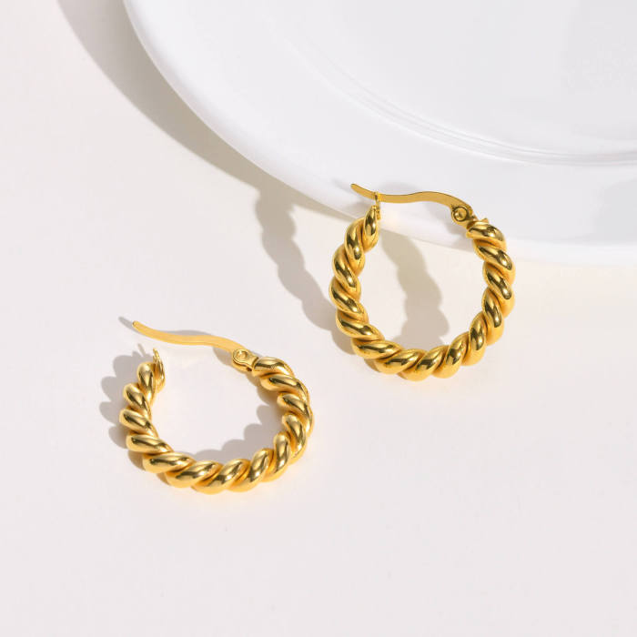 Wholesale Stainless Steel Classic Twist Hoop Earrings