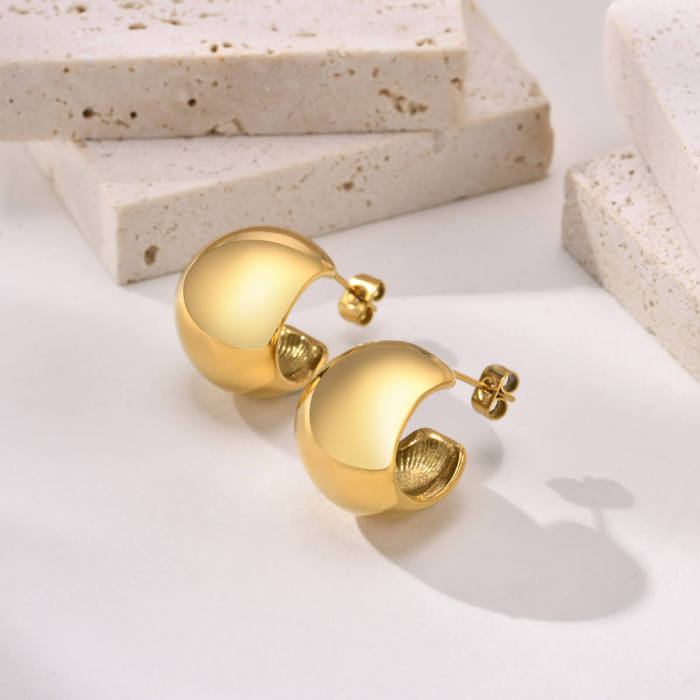 Wholesale Stainless Steel Chunky C Shape Stud Earring