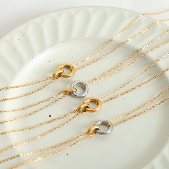 Wholesale Stainless Steel Minimalist Circle  Necklace