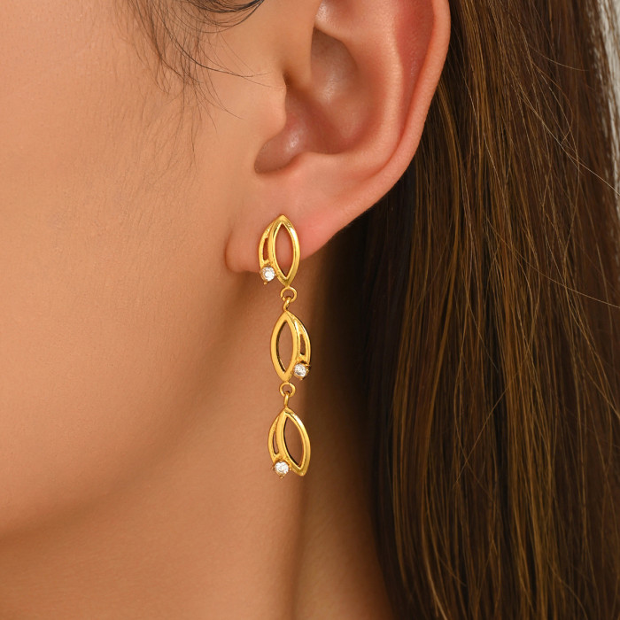 Wholesale Stainless Steel 18K Gold Plated Leaf Earrings