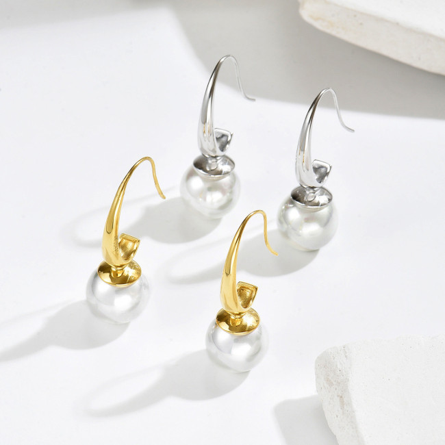 Wholesale Stainless Steel French Hook Pearl Earrings