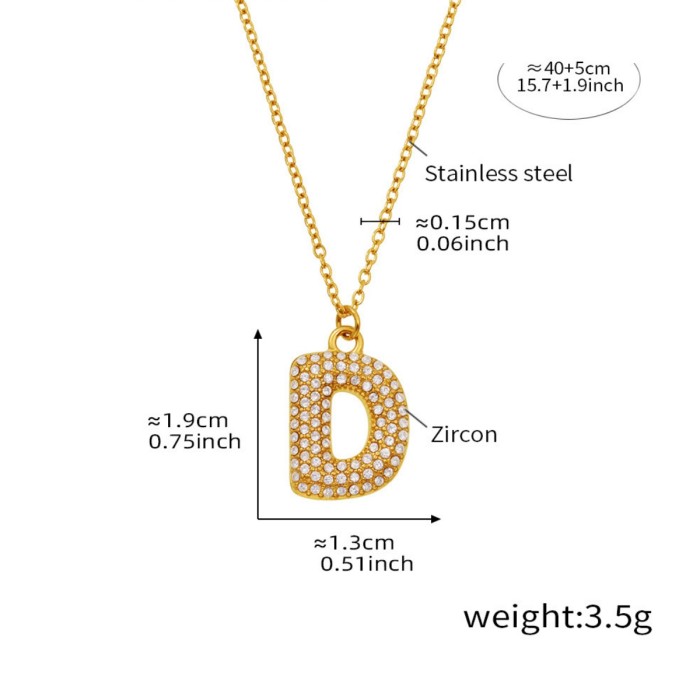 Wholesale Stainless Steel 5A CZ Initial Necklace
