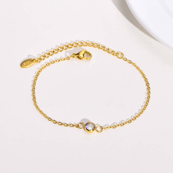 Wholesale Stainless Steel Women Chain Bracelet with CZ