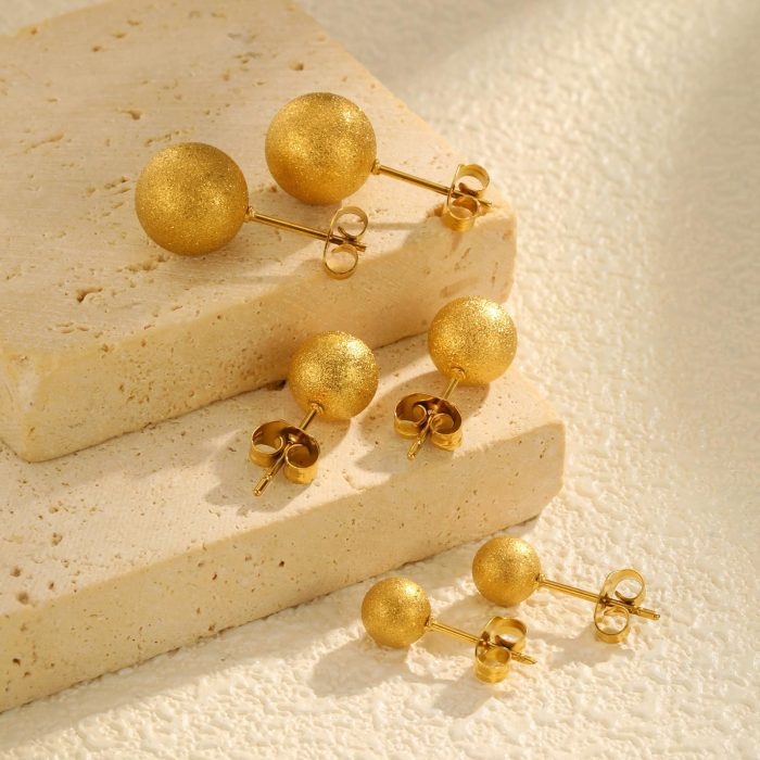 Wholesale Stainless Steel Brushed Bead Earrings