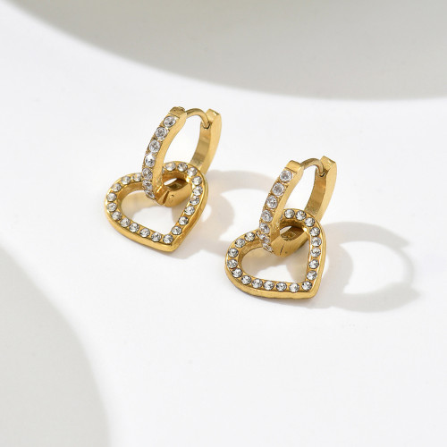 Wholesale Stainless Steel Micro-Pave Crystal Heart Earrings