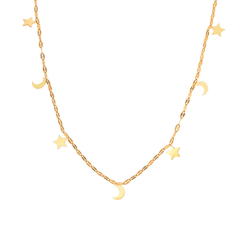 Wholesale Stainless Steel Star and Moon Necklace