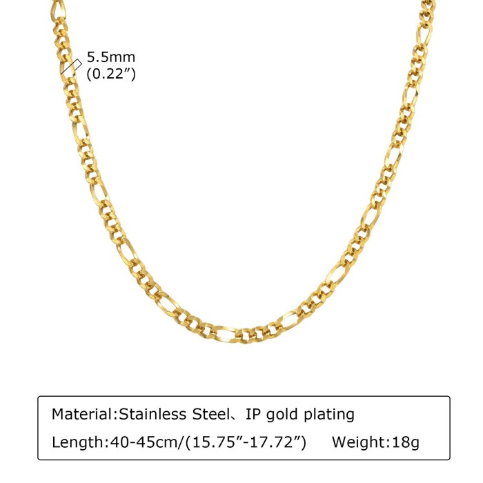 Wholesale Stainless Steel Figaro Chain Necklace