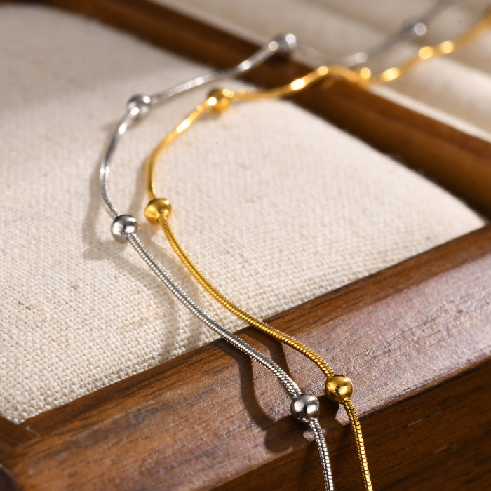 Wholesale Stainless Steel Snake Chain Necklace with Beads