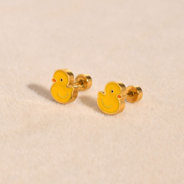 Wholesale Stainless Steel Yellow Duck Earrings