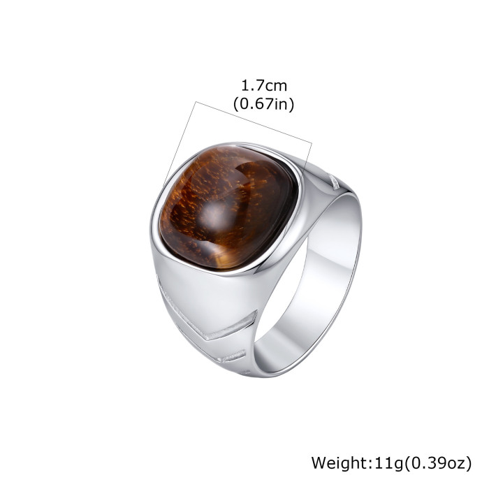 Wholesale Stainless Steel Tiger's Eye Signet Ring