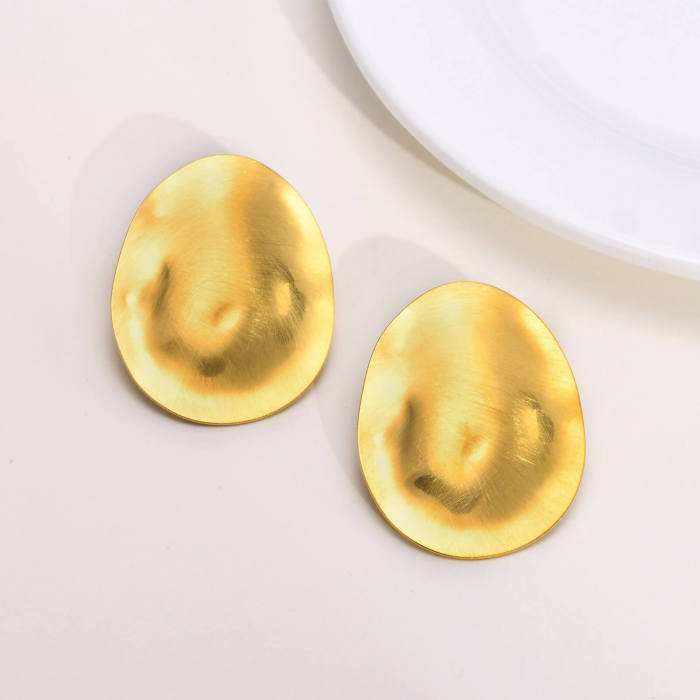 Wholesale Stainless Steel Fashion Oval Matt Earrings