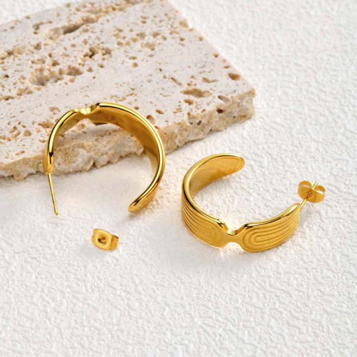 Wholesale Vintage Stainless Steel C-Hoop Earrings