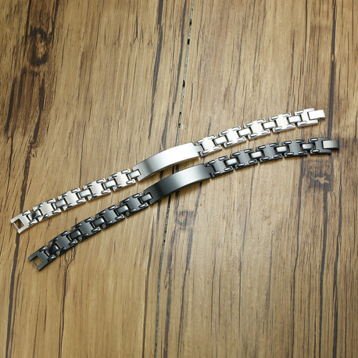 Wholesale Men's Stainless Steel Bracelet with Engravable Plaque