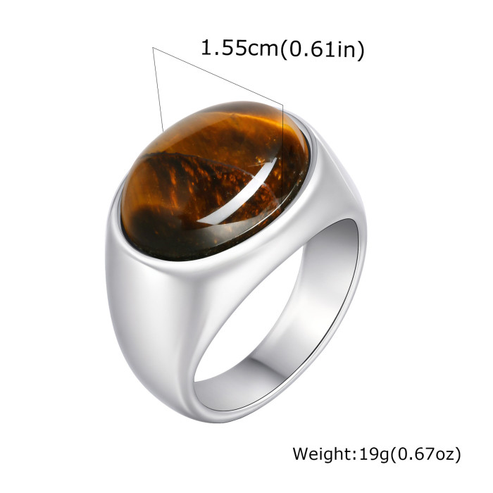 Wholesale Stainless Steel Natural Stone Oval Ring