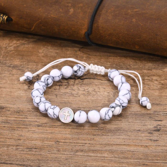 Wholesale Stainless Steel Cross Beaded Couple Bracelet