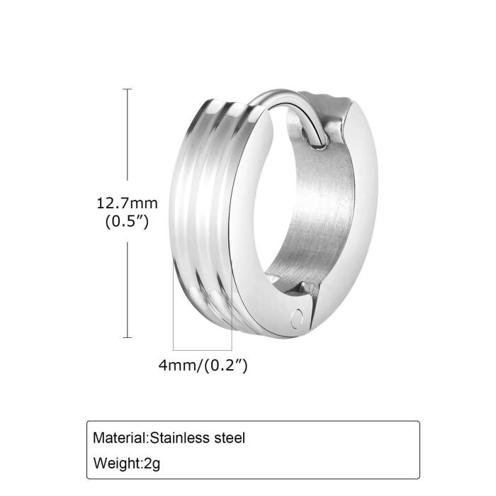 Wholesale Stainless Steel Men Double Groove Earring