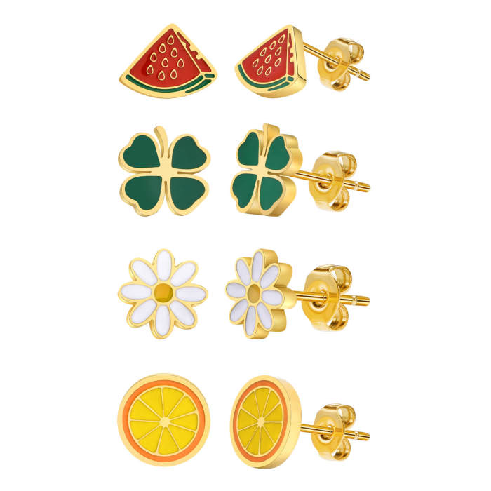 Wholesale Stainless Steel Drip Oil Cute Earrings