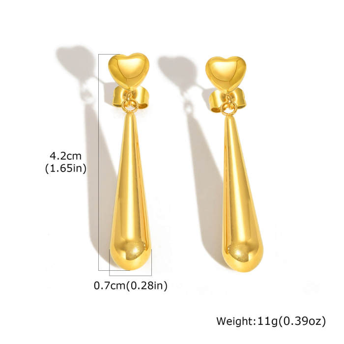 Wholesale Stainless Steel Heart Long Drop Earrings