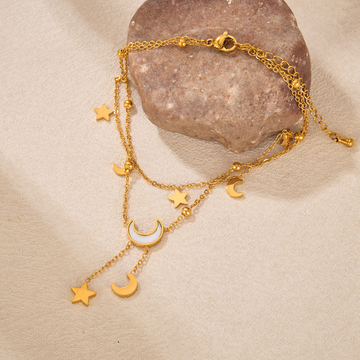 Wholesale Stainless Steel Star and Moon Anklet