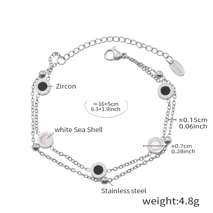 Wholesale Stainless Steel Onyx & White Stone Bracelet