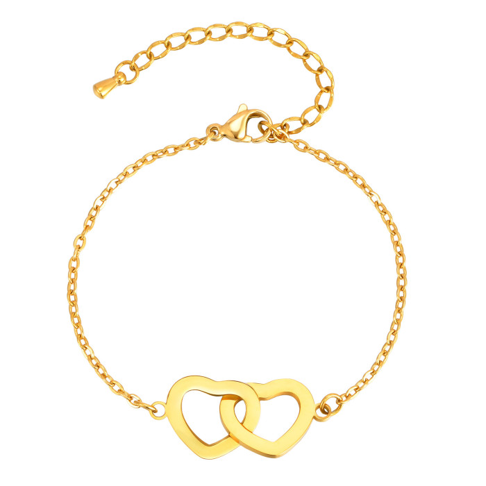 Wholesale Stainless Steel Double Heart Bracelet