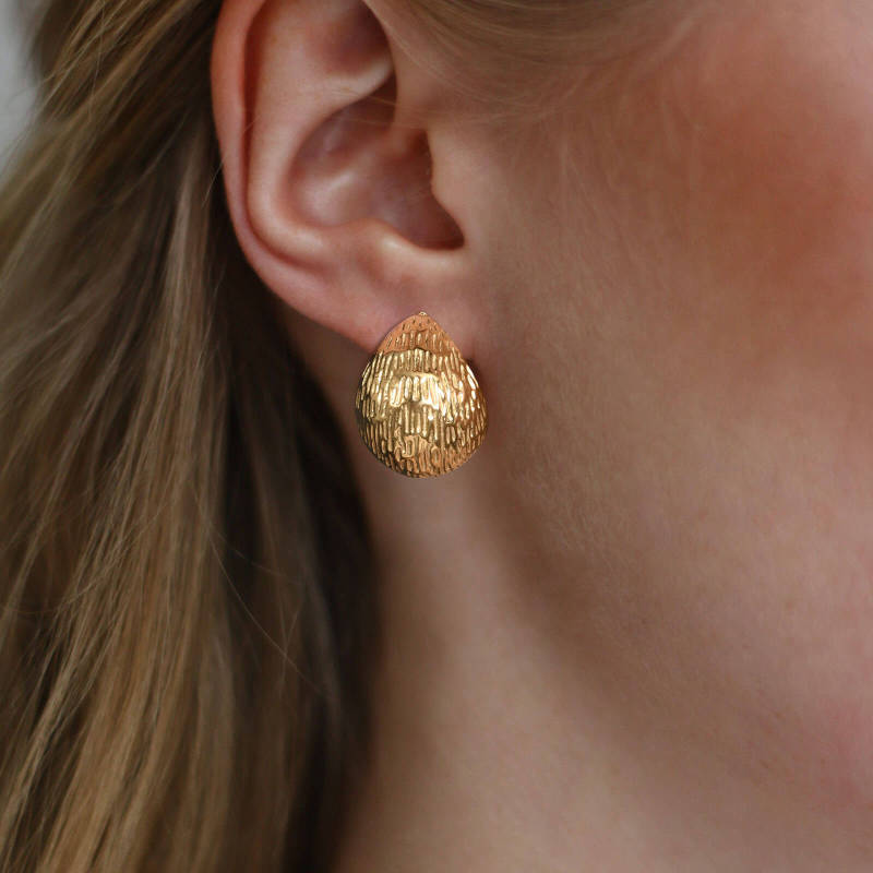 Wholesale Stainless Steel Hammered Hemisphere Stud Earring