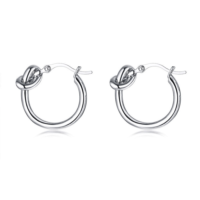 Wholesale Stainless Steel Gold Hoop Tie The Knot Earrings