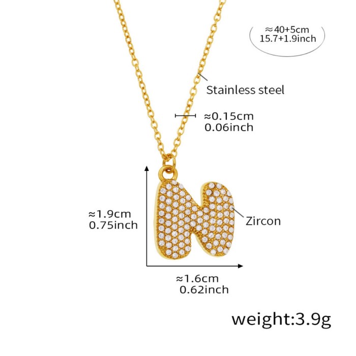 Wholesale Stainless Steel 5A CZ Initial Necklace