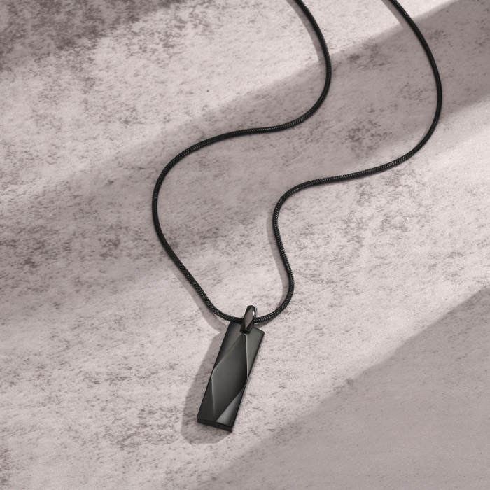 Wholesale Stainless Steel Diamond Faceted Bar Pendant