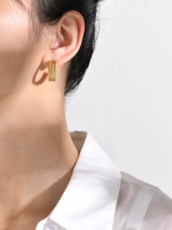 Wholesale Stainless Steel Triple Twist Hoop Earrings