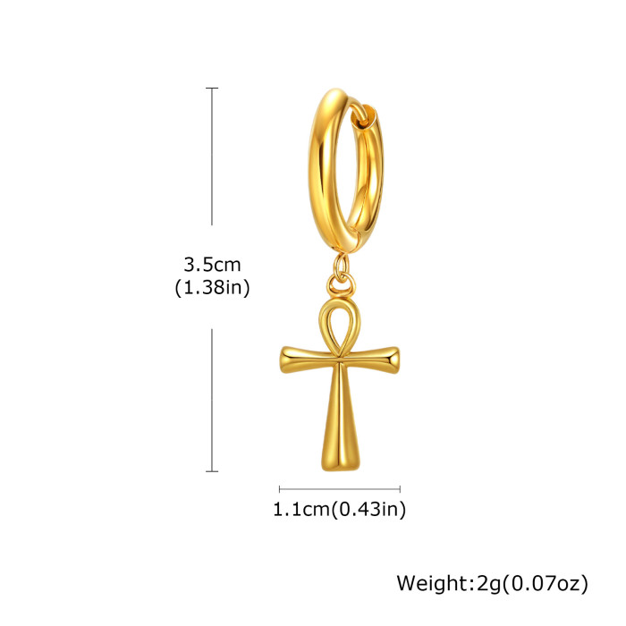Wholesale Stainless Steel Cross Drop Hoop Earrings