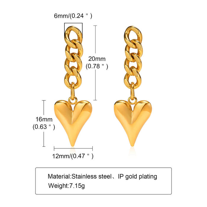 Wholesale Stainless Steel Chain Heart Earrings
