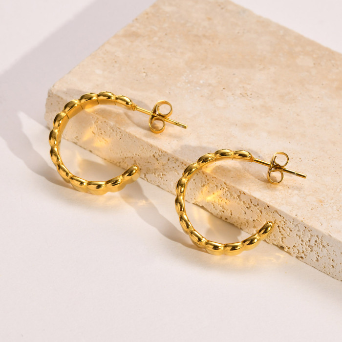 Wholesale Stainless Steel New Design C-Shaped Earrings