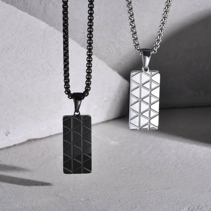 Wholesale Stainless Steel Rectangular Pendant with Geometric Patterns