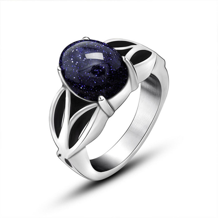Wholesale 316L Stainless Steel Black Stone Ring