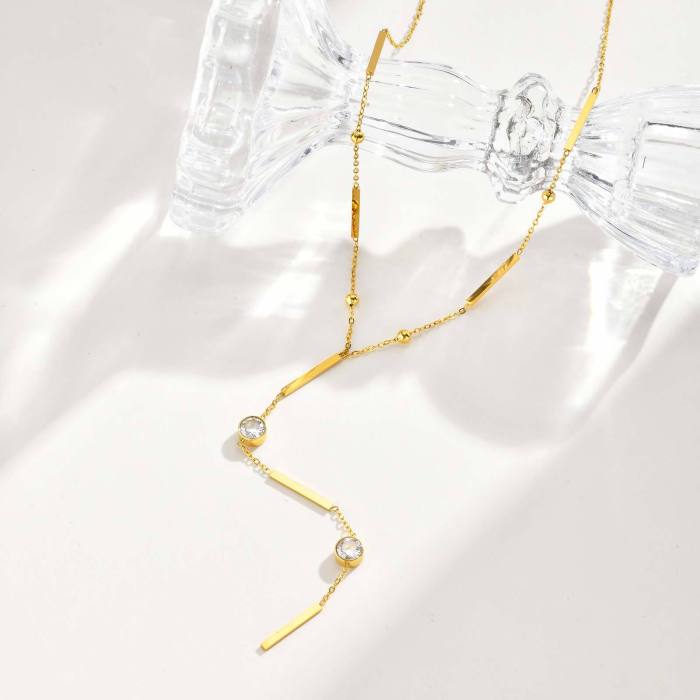 Wholesale Stainless Steel Y Shape Tassel Necklace