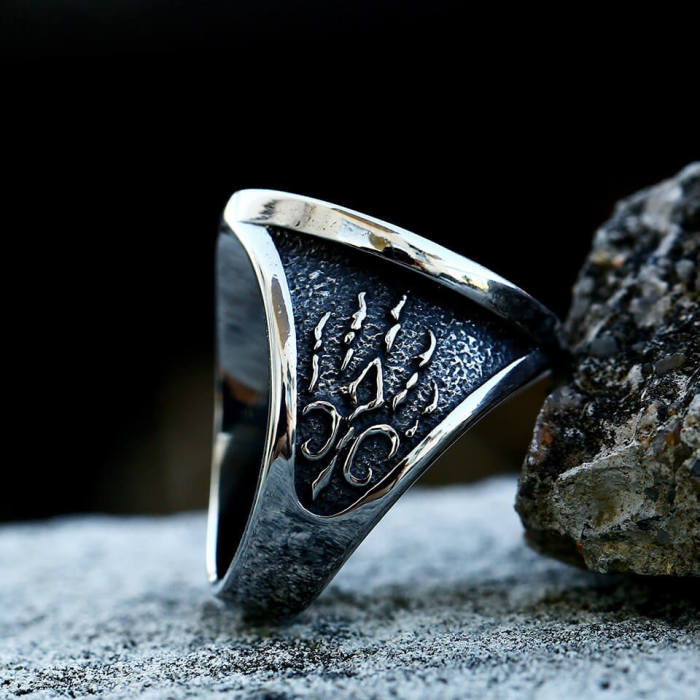 Wholesale Stainless Steel Vintage Wolf Head Signet Ring