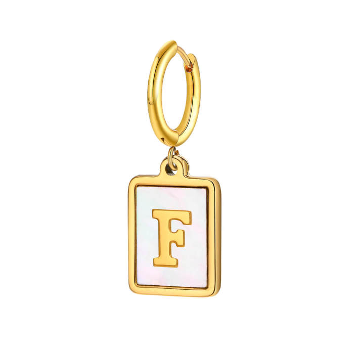 Wholesale Stainless Steel Initial Shell Huggie Hoop Earring