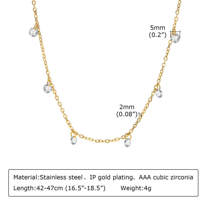 Wholesale Stainless Steel Hanging CZ Necklace