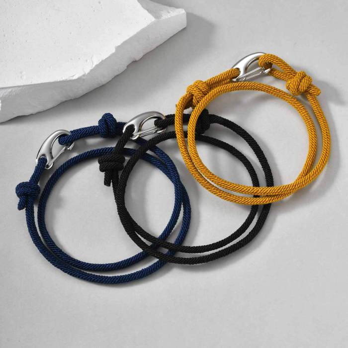 Wholesale Minimal Rope Knot Bracelet with Stainless Steel Clasp