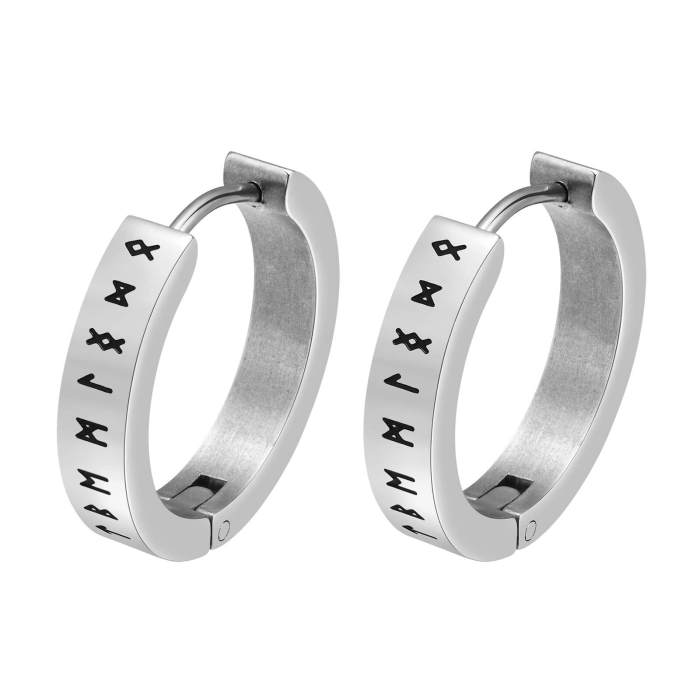 Wholesale Stainless Steel Mens Viking Huggie Earrings