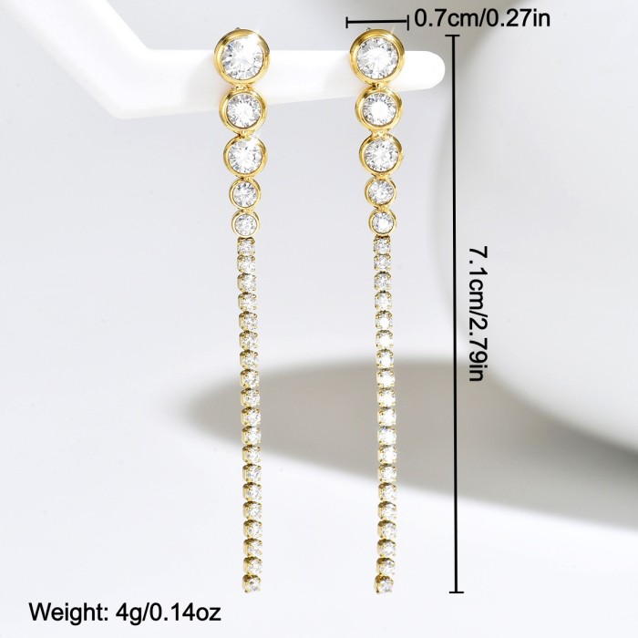 Wholesale Stainless Steel CZ Tassel Earrings