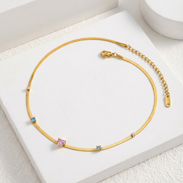 Wholesale Stainless Steel CZ Inlay Snake Necklace