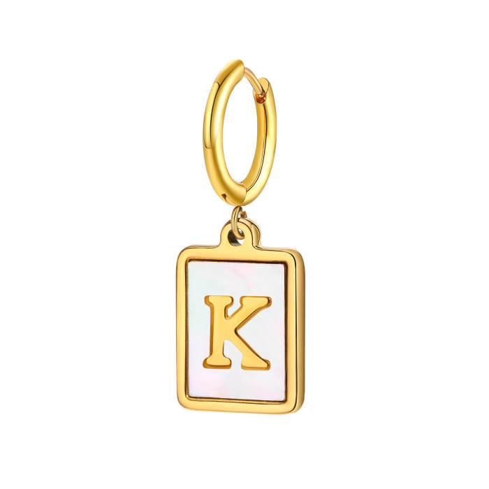 Wholesale Stainless Steel Initial Shell Huggie Hoop Earring