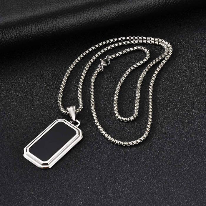 Rectangle Black Pendant Necklace Wholesale