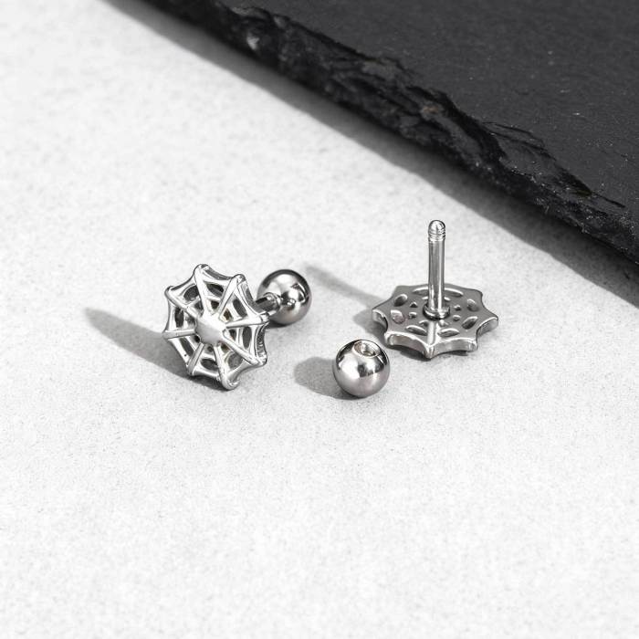Stainless Steel Spider Web Stud Earrings Wholesale